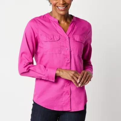 St. John's Bay Womens Long Sleeve Adaptive Hidden Access Opening Blouse Product Image