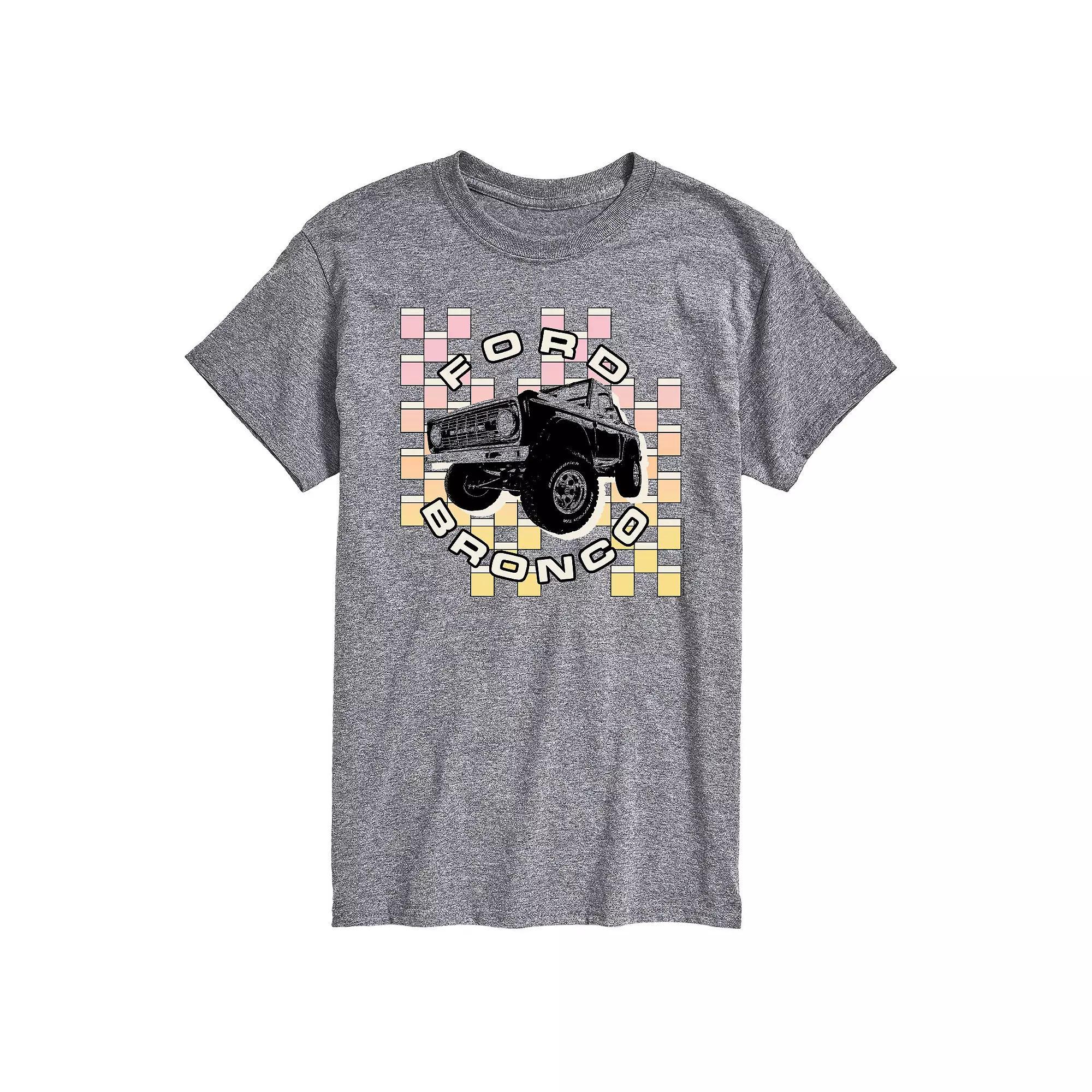 Men's Ford Bronco Checkered Graphic Tee, Size: XL, Grey Gray Product Image