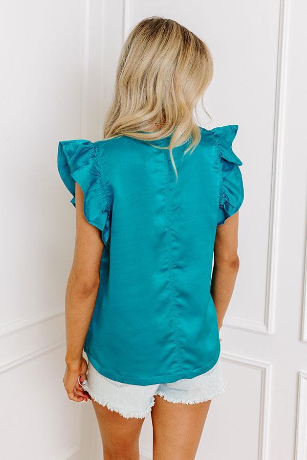 Margarita Happy Hour Satin Top in Turquoise Product Image