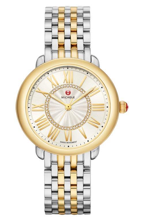 Michele Serein Mid Two-Tone Diamond Watch, 37mm Product Image
