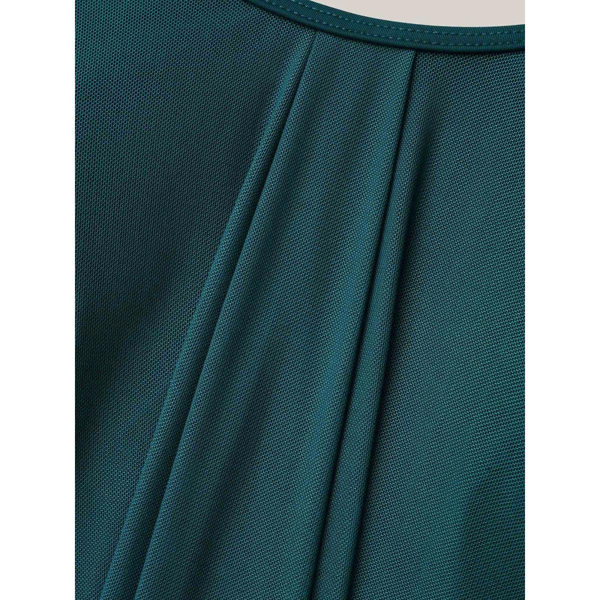 Plus Size Layered Adjustable Straps Flared Swim Top Women's Swimwear Teal Beach Tiered High stretch Bodycon U-neck Curve Swim Tops BloomChic 26/4X Product Image
