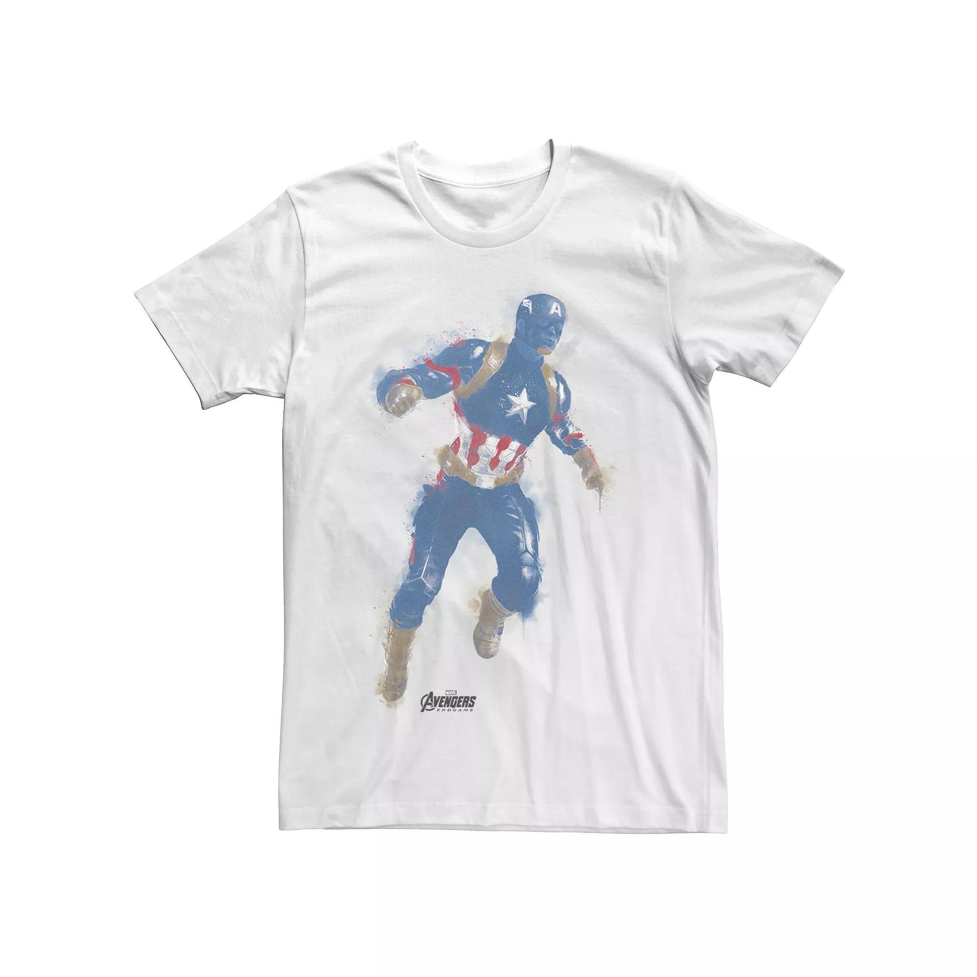 Men's Marvel Avengers Endgame Captain America Paint Graphic Tee, Size: XL, White Product Image