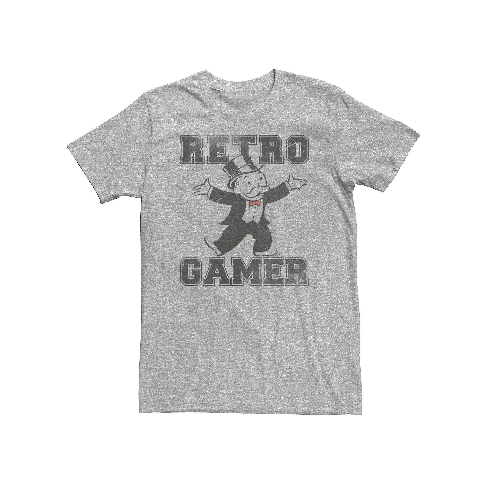 Big & Tall Monopoly Uncle Pennybags Retro Gamer Tee, Men's, Size: 4XB, Athletic Grey Product Image