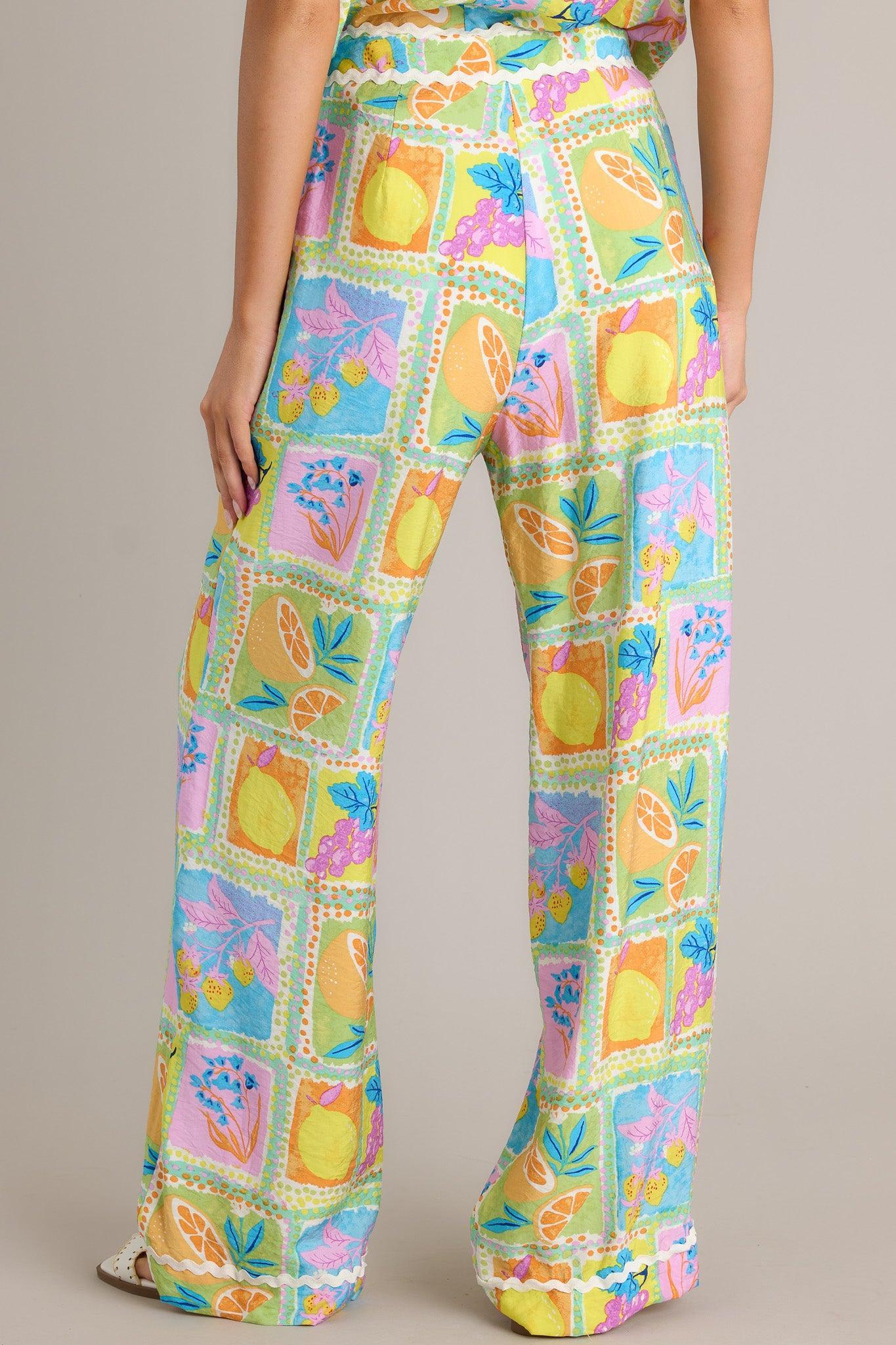 Fruitful Fun Green Tropical Print Pants Product Image