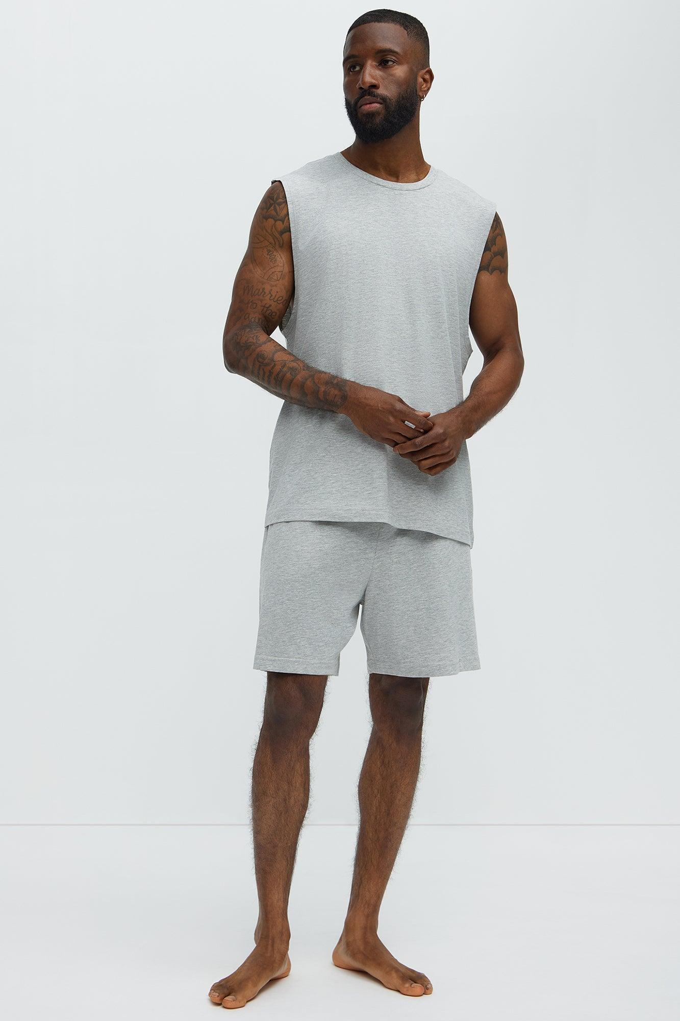 Essential Cotton Lounge Shorts - Heather Grey Product Image