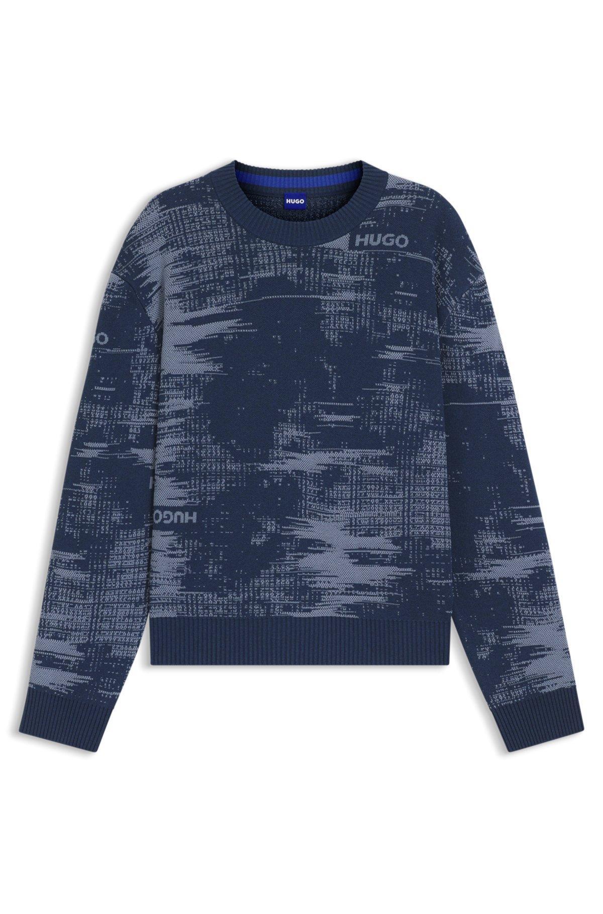 Relaxed-fit sweater in cotton with jacquard pattern Product Image