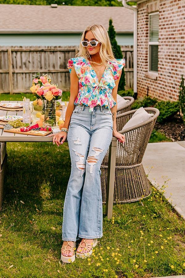 Feeling Chic Floral Peplum Top Product Image