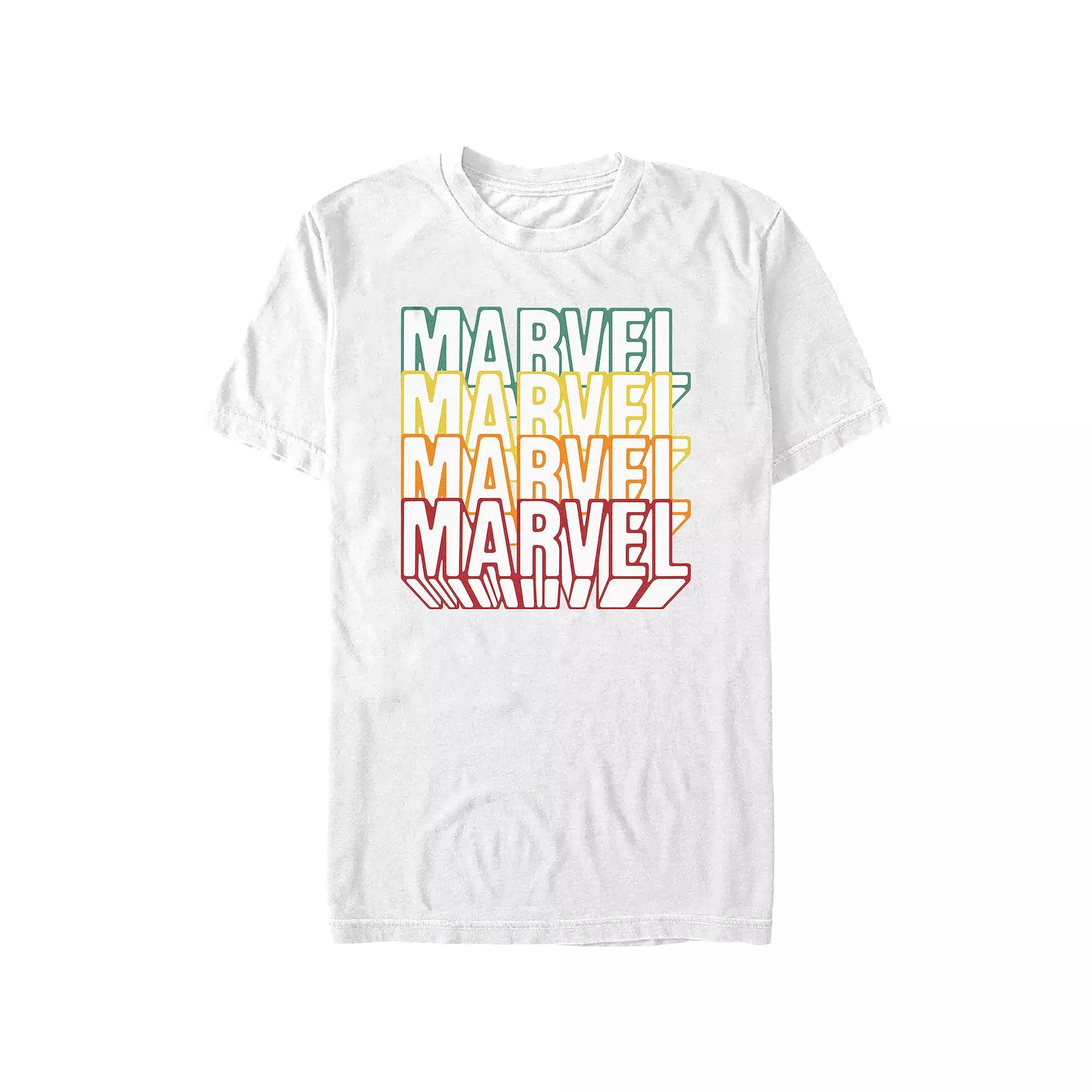 Juniors' Marvel Stack Logo Boyfriend Graphic Tee, Women's, Size: XL, White Product Image