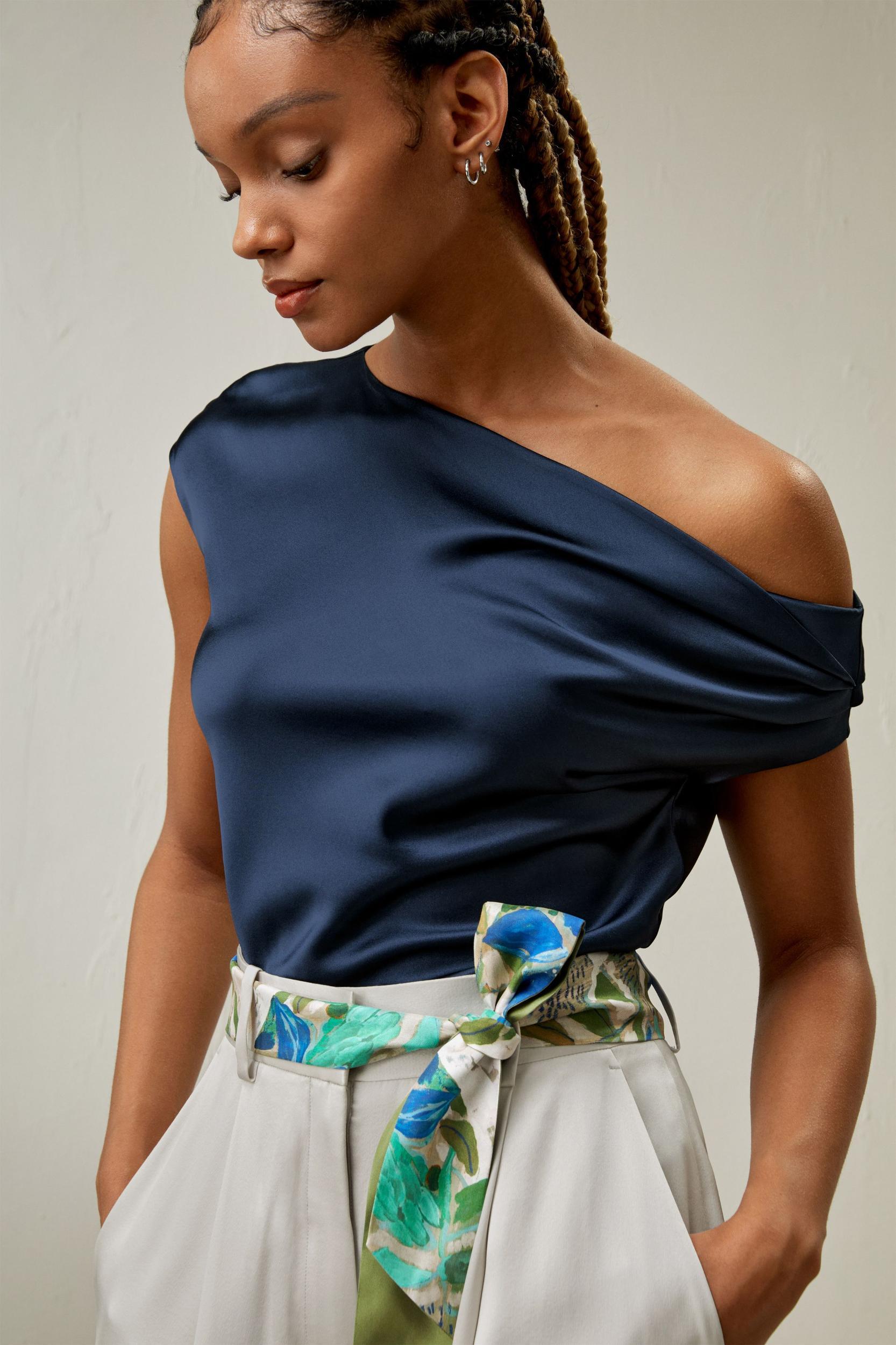 Boat Neck Silk Top Product Image