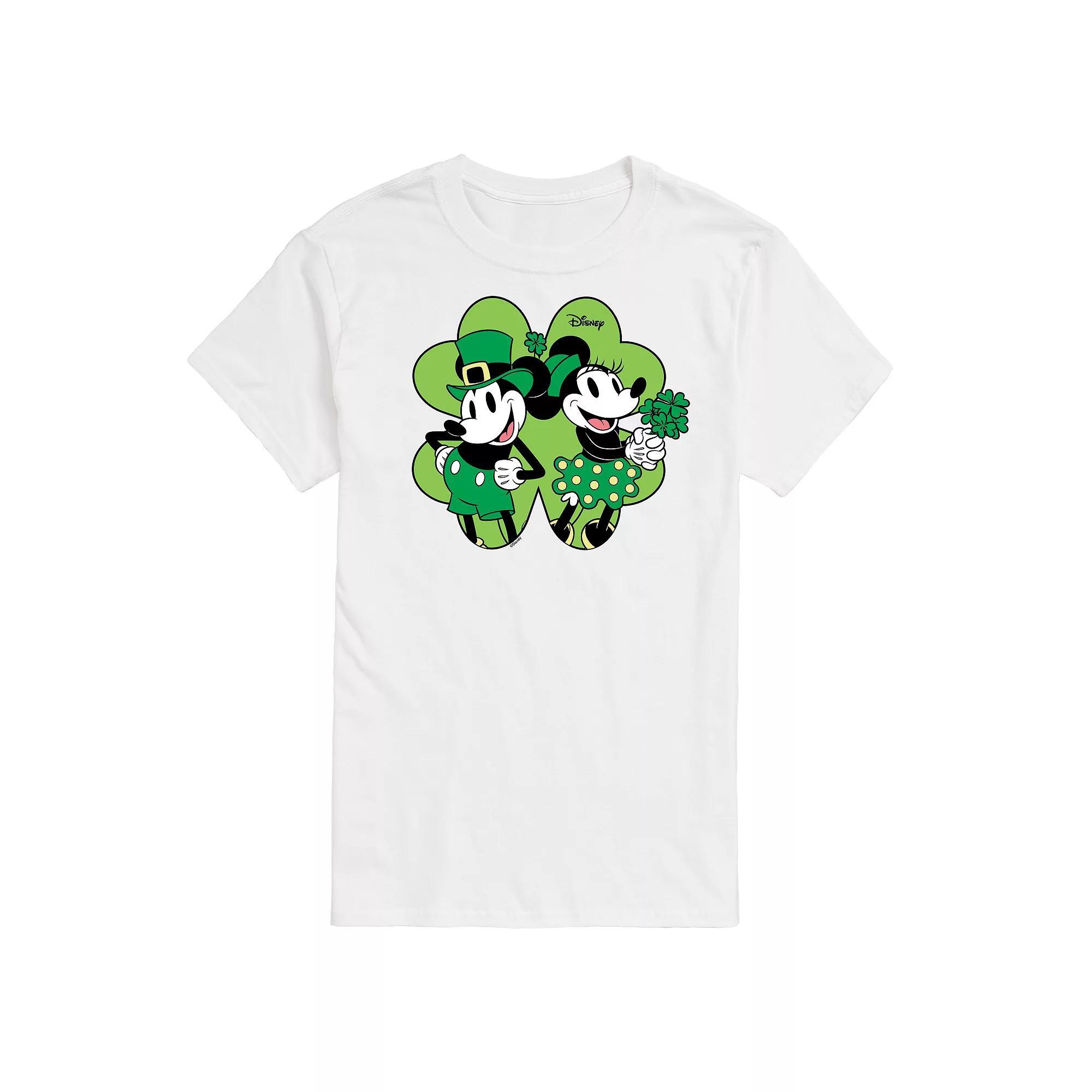 Disneys Mickey & Minnie Mouse Mens Shamrock Graphic Tee Product Image