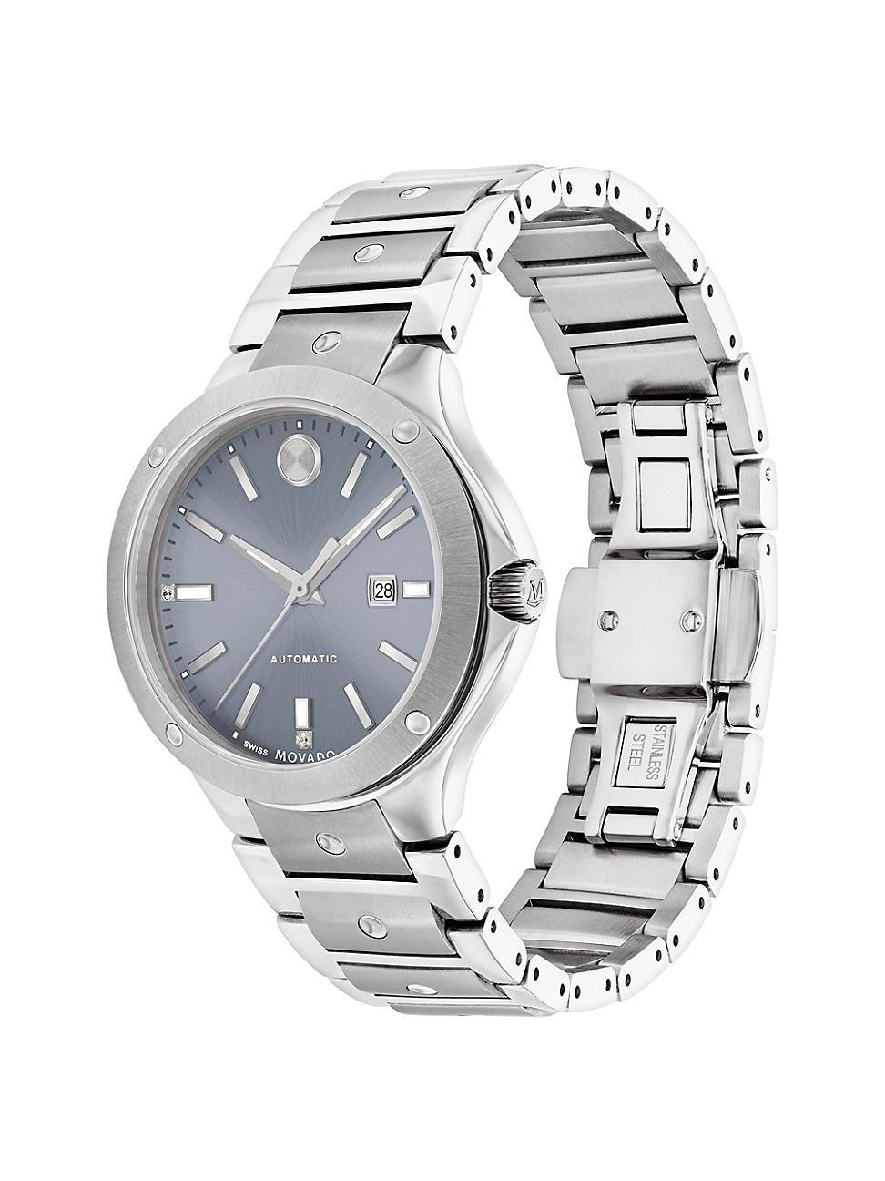 Movado Womens Swiss Automatic Se Diamond Accent Stainless Steel Bracelet Watch 33mm Product Image