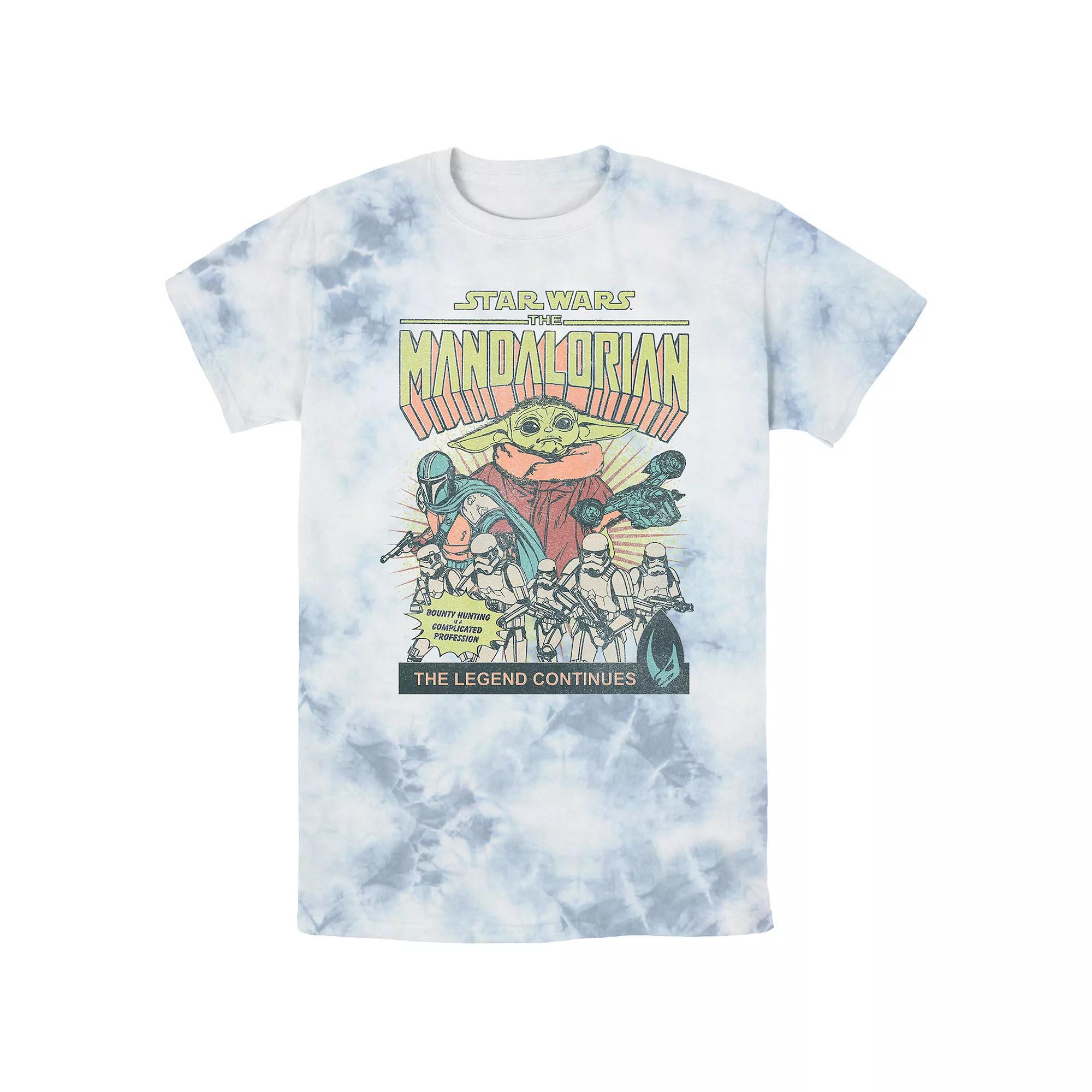 Men's The Mandalorian Comic-book Style Cover Bombard Wash Graphic Tee, Size: Small, White Blue Product Image