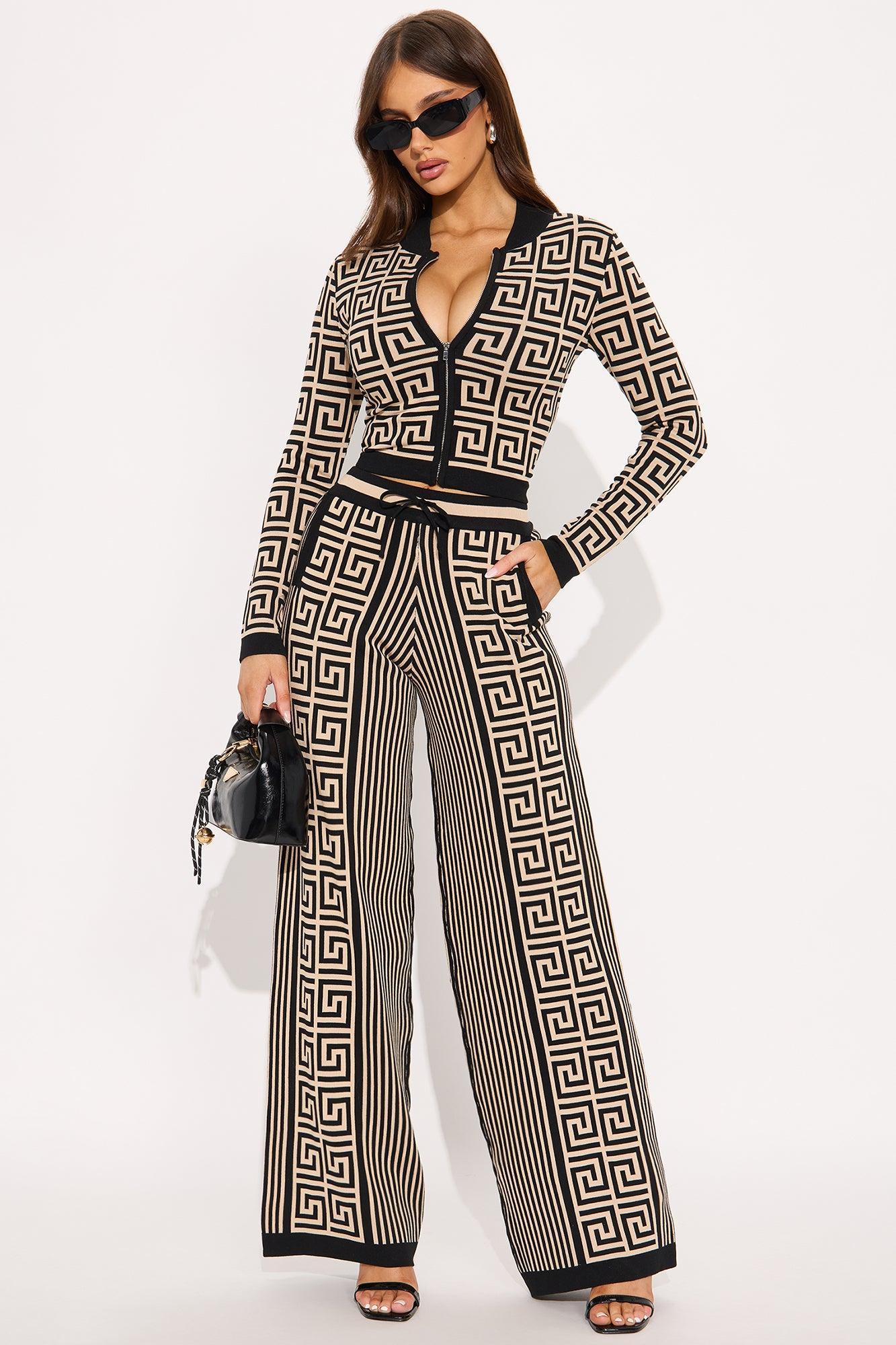 Stay Pretty Sweater Pant Set - Black/combo Product Image