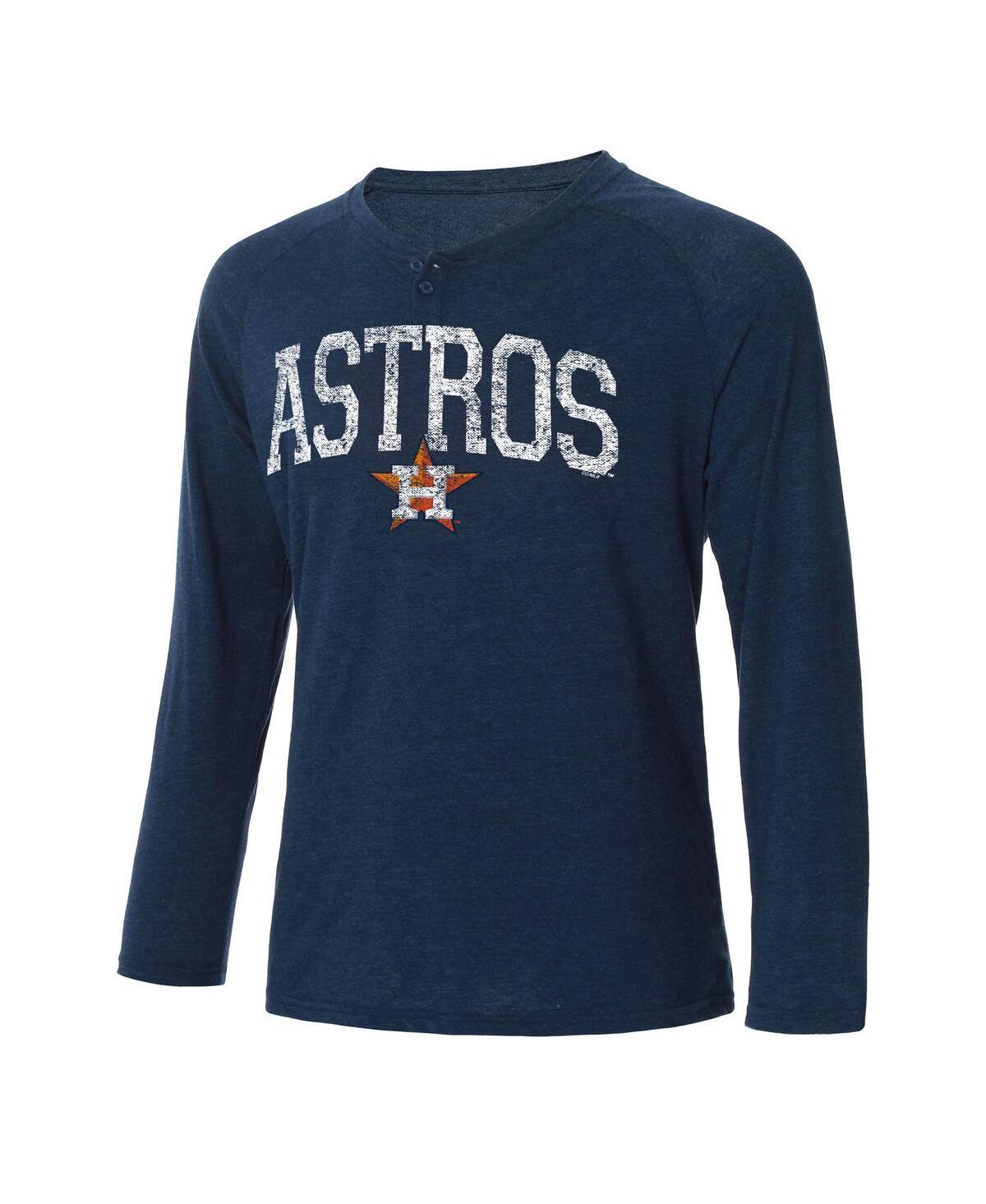 Men's Concepts Sport Navy Houston Astros Inertia Raglan Long Sleeve Henley T-Shirt, Size: Small, Blue Product Image