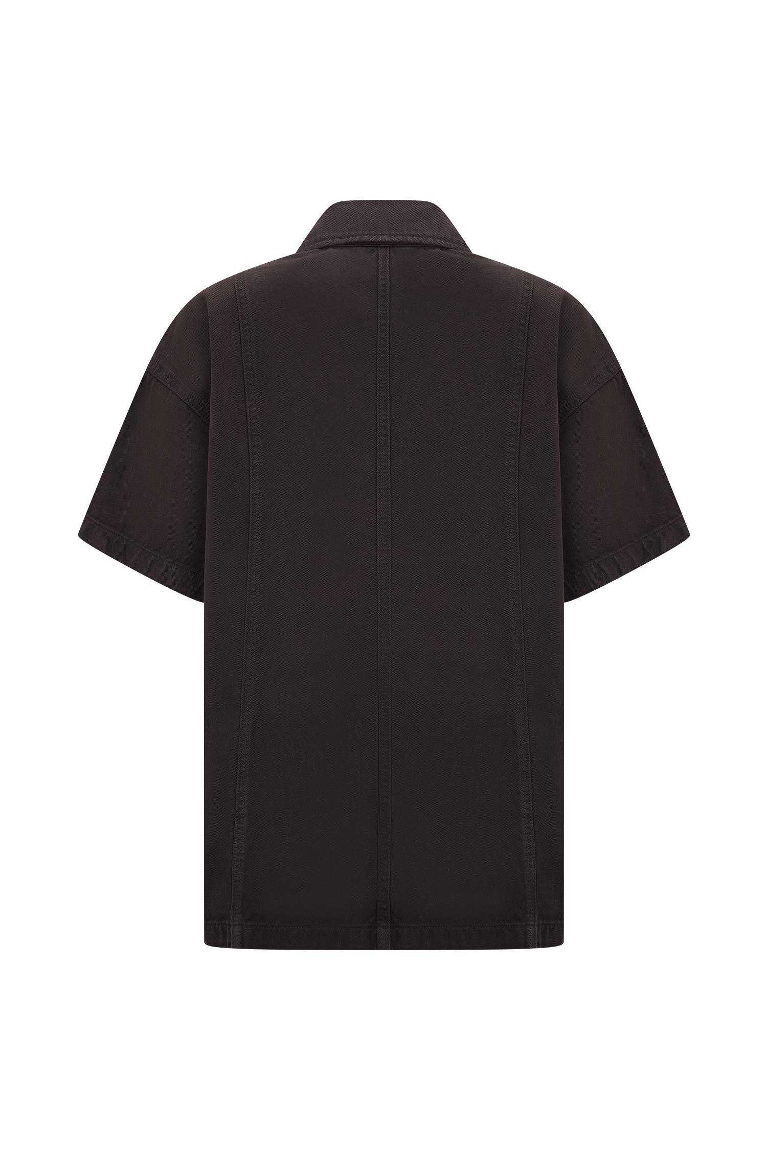 Maya Oversized Denim Shirt - Chocolate Product Image