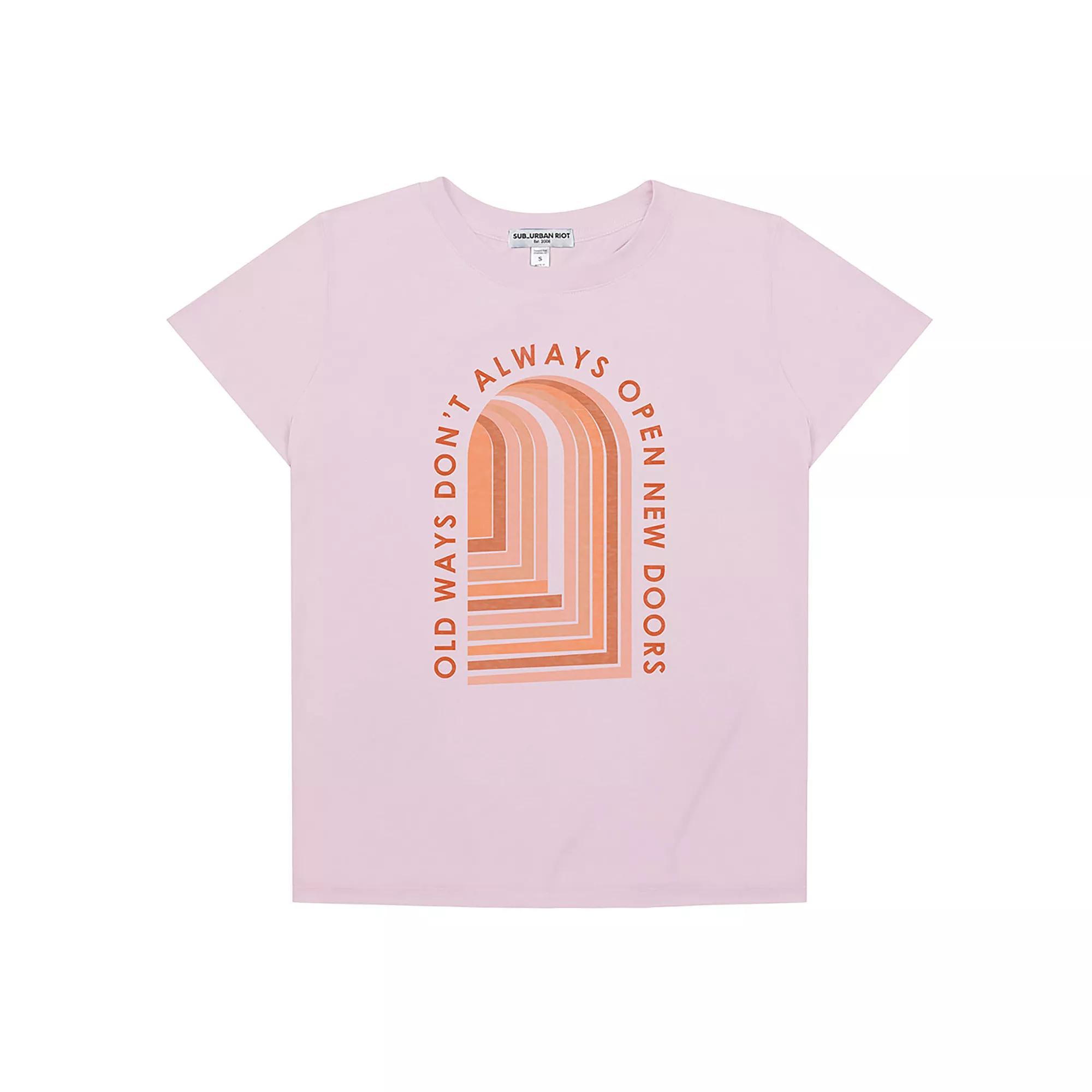 Women's Suburban Riot Old Ways Don't Always Open New Doors Loose Fit Graphic Tee, Girl's, Size: Small, Blush Product Image