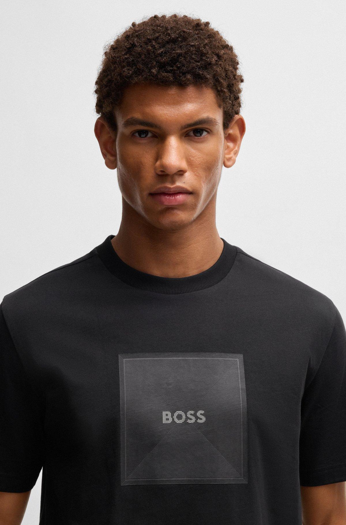 Cotton-jersey T-shirt with fineline logo artwork Product Image