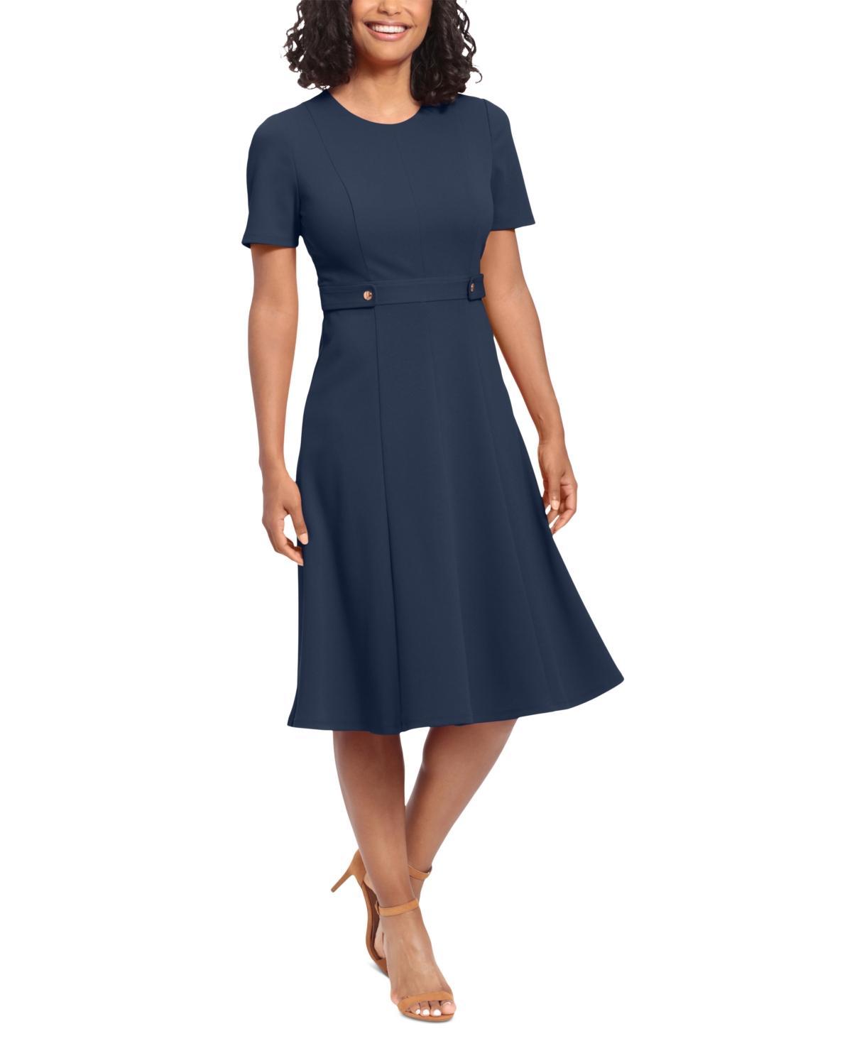 Womens London Times Solid Side Tab Fit & Flare Dress Product Image