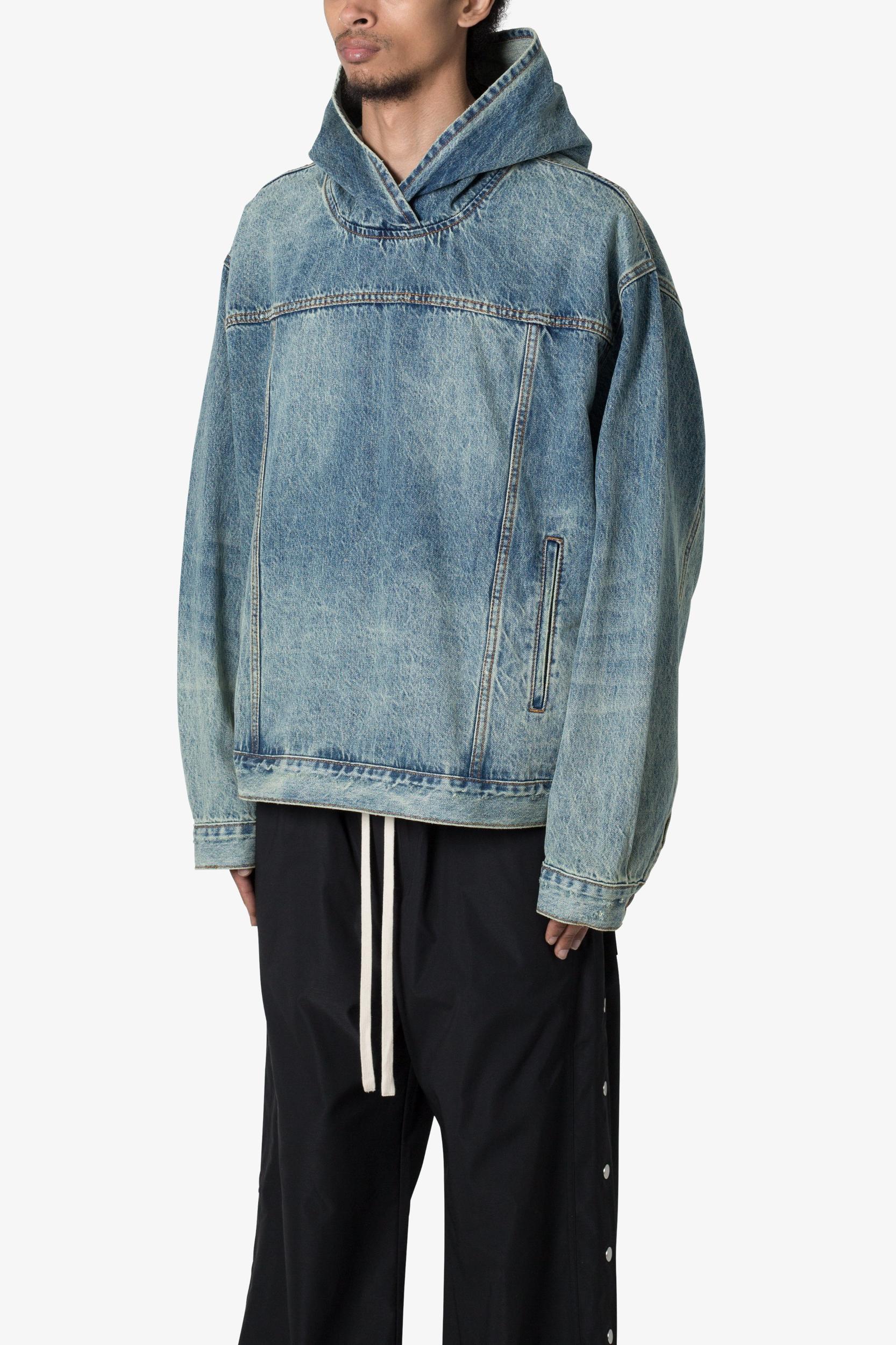 Denim Pullover Hoodie - Vintage Blue Product Image