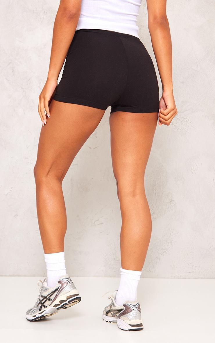 Basic Black Cotton Blend High Waist Hot Pants Product Image