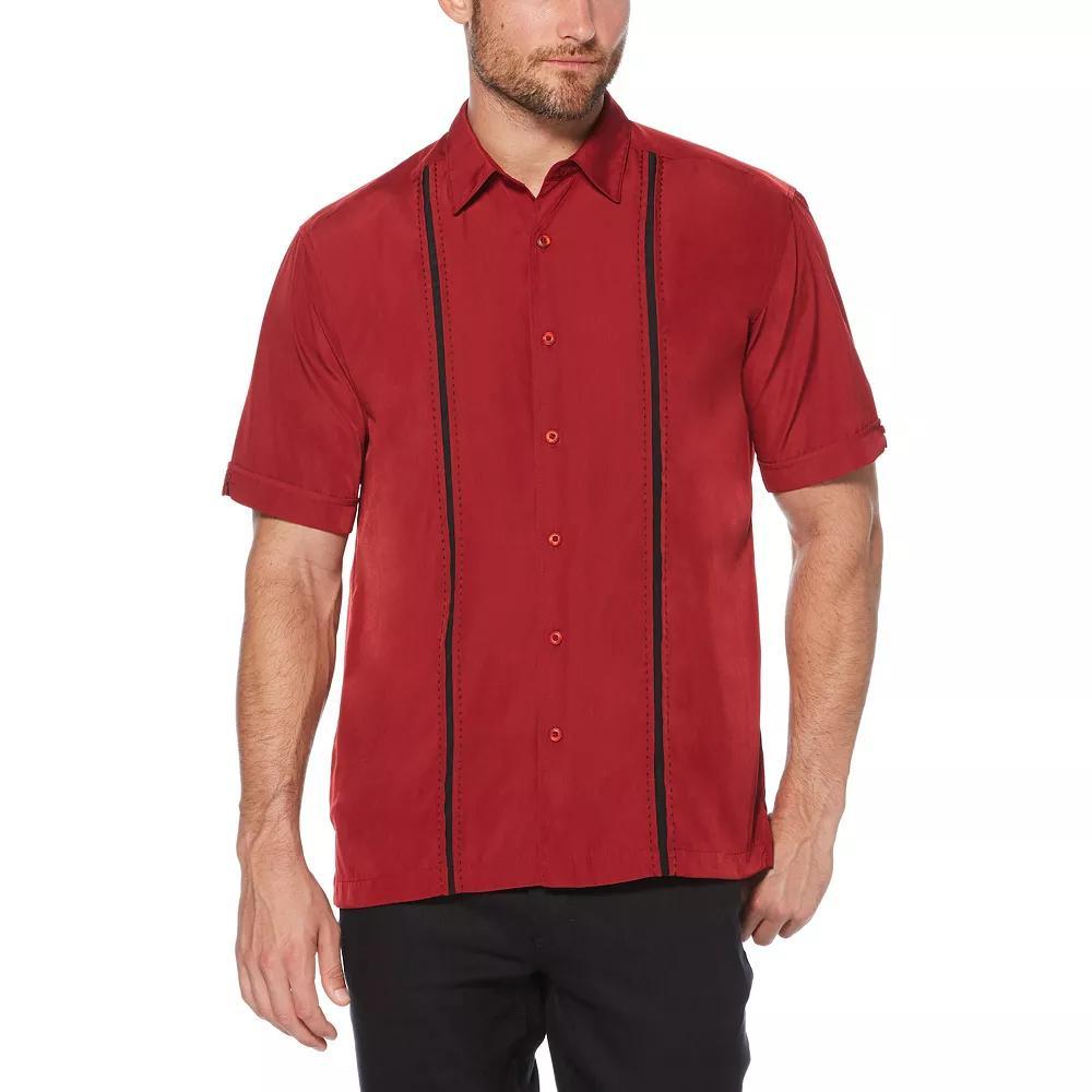 Men's Cubavera Classic-Fit Paneled Button-Down Shirt, Size: Small, Black Product Image