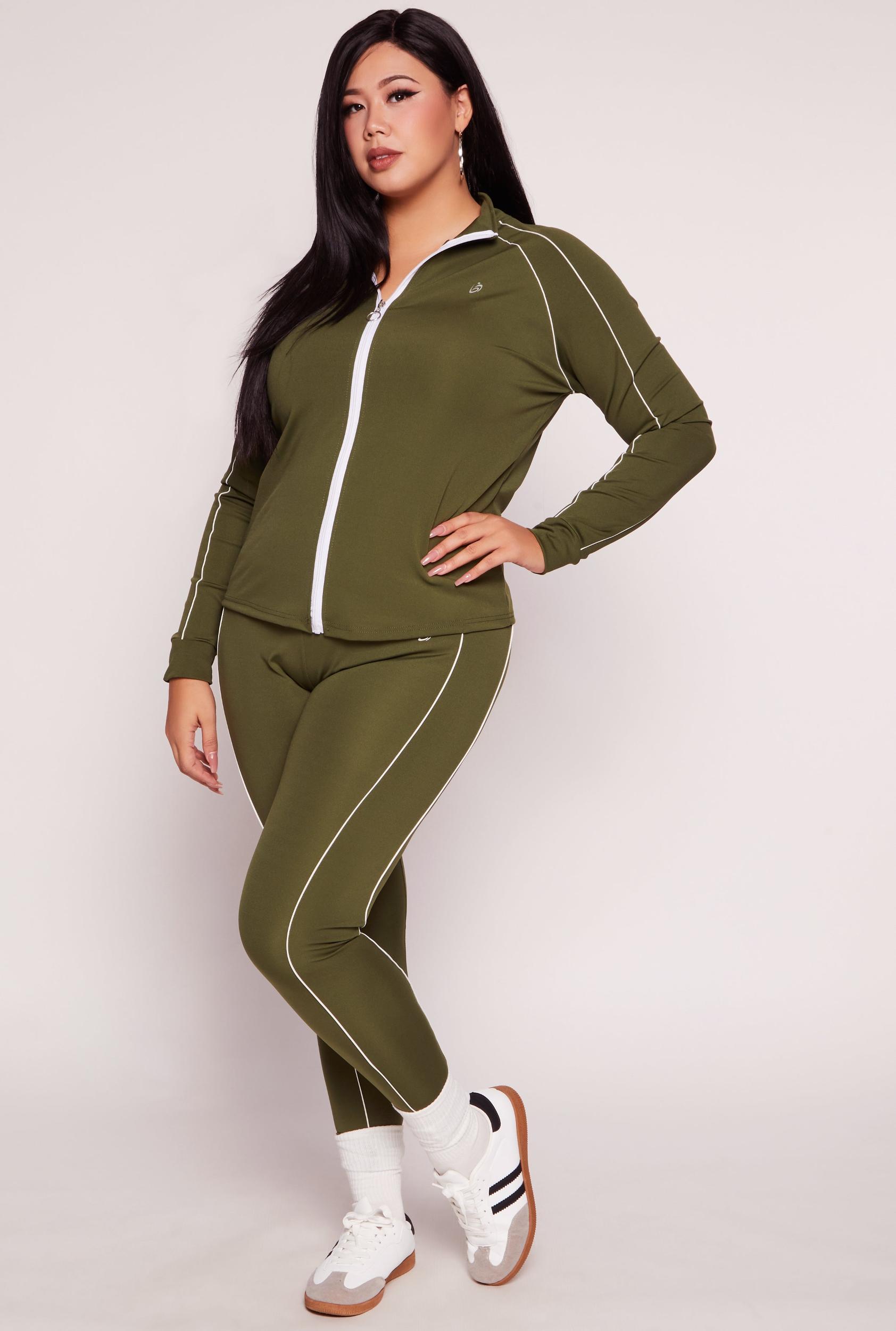 Womens Plus Size Contrast Piping High Waist Leggings Product Image