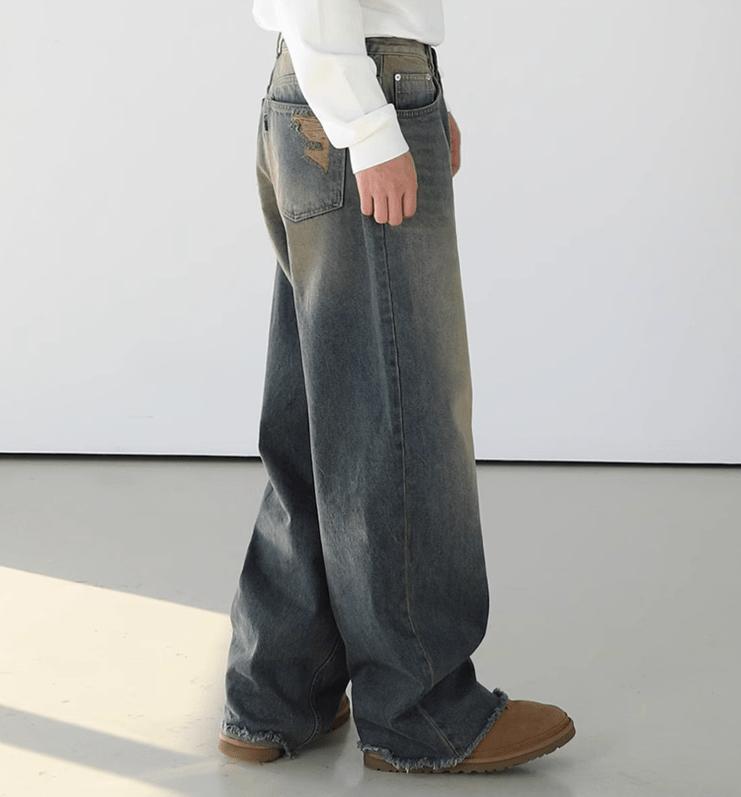 RT No. 11182 WASHED BLUE STRAIGHT DENIM JEANS Product Image