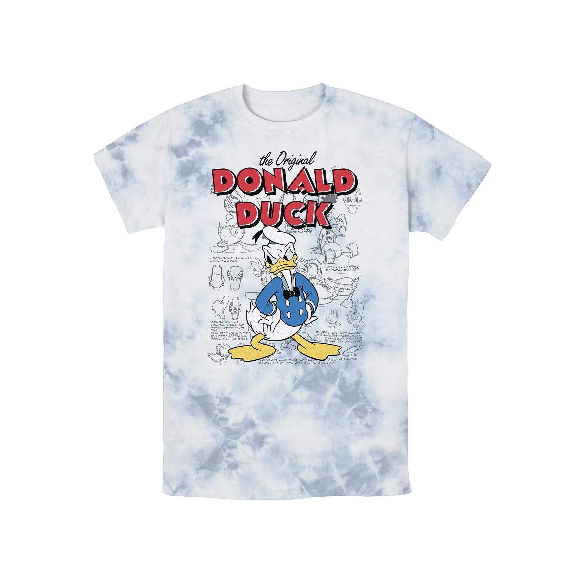 Men's Disney Mickey And Friends Donald And Daisy Distressed Wash Tee, Size: Medium, White Blue Product Image