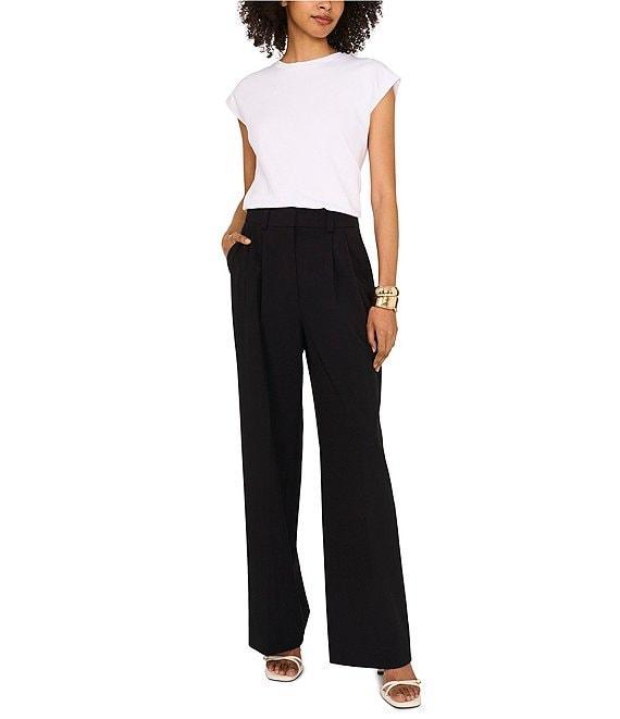 Vince Camuto Knit Crew Neck Cap Sleeve Elastic Waist Tee Product Image
