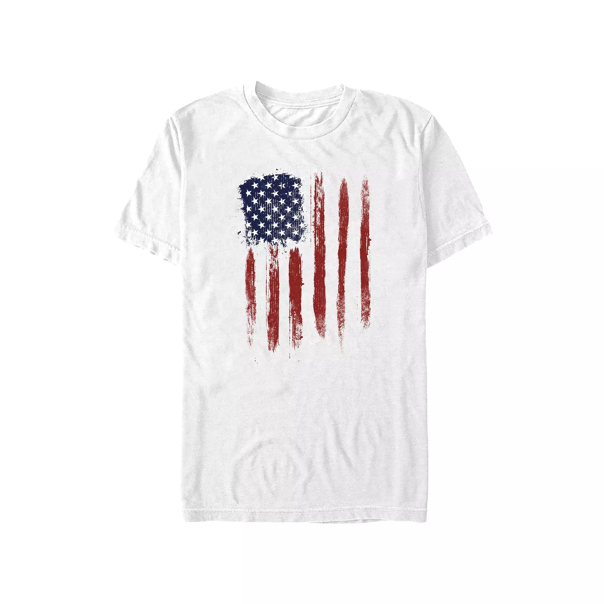 Big & Tall USA Flag Distressed Style Graphic Tee, Men's, Size: 4XL Tall, White Product Image