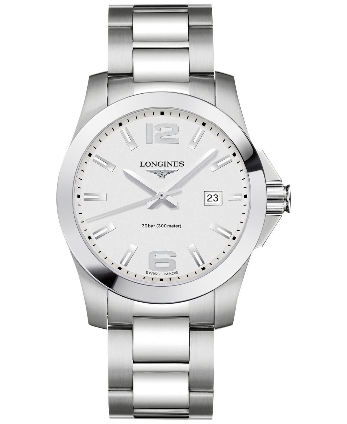Longines Mens Conquest Quartz Analog Silver Dial Stainless Steel Bracelet Watch Product Image