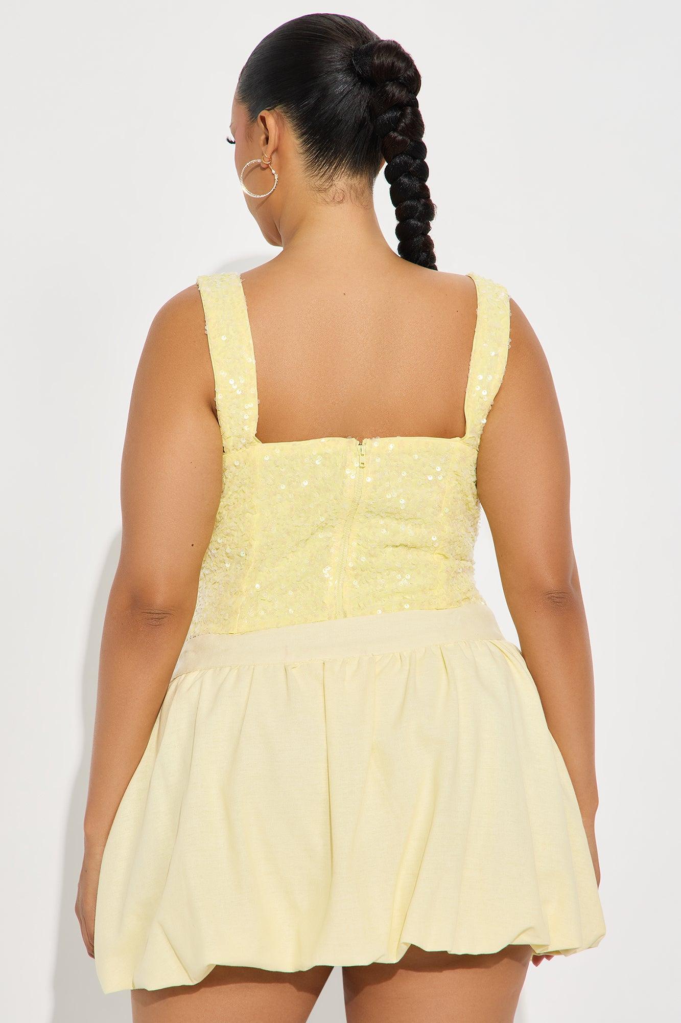 Show Me Love Sequin Corset - Butter Yellow Product Image