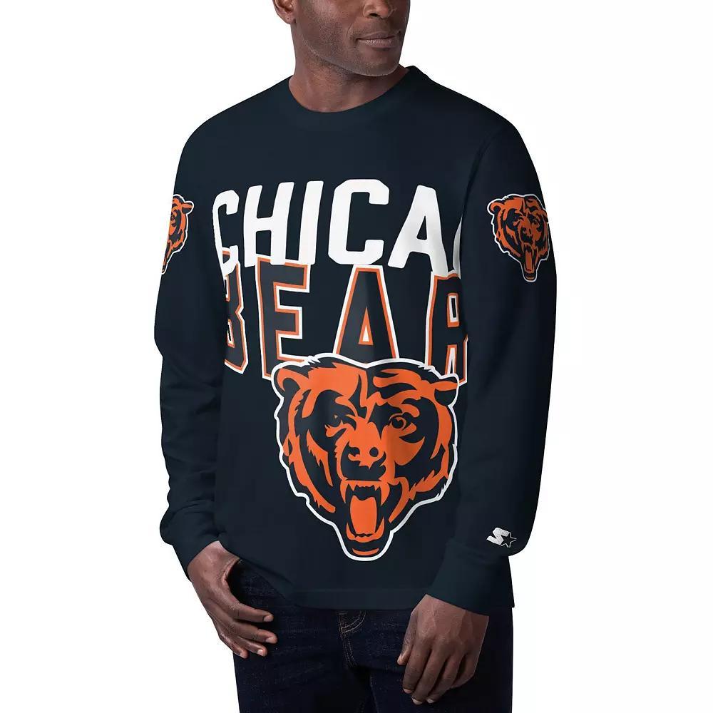 Men's Starter Navy Chicago Bears Clutch Hit Long Sleeve T-Shirt, Size: Small, Blue Product Image