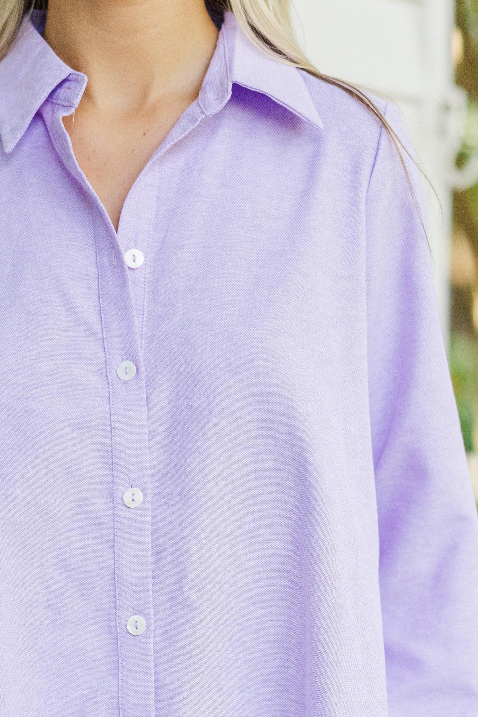 Hanging On Every Word Lavender Purple Shirt Dress Female Product Image