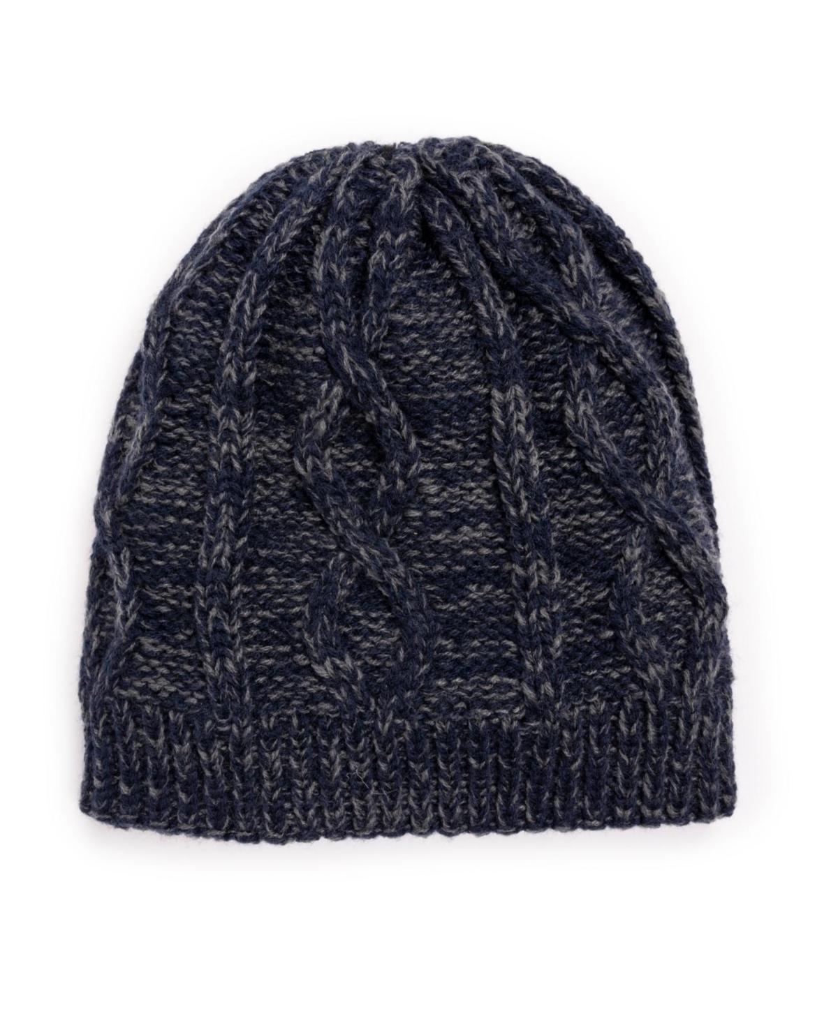 Men's MUK LUKS Cable Knit Heat Retainer Beanie, Navy Blue Product Image