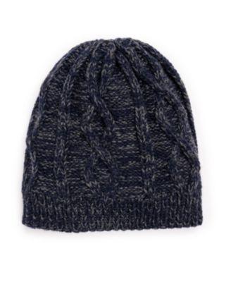 Men's MUK LUKS Cable Knit Heat Retainer Beanie, Navy Blue Product Image
