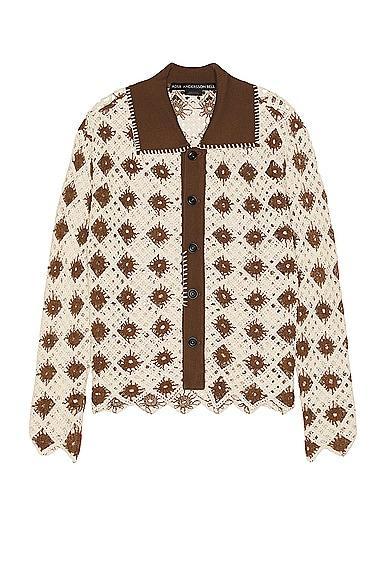 Andersson Bell Crochet Cotton Cardigan in Brown Product Image