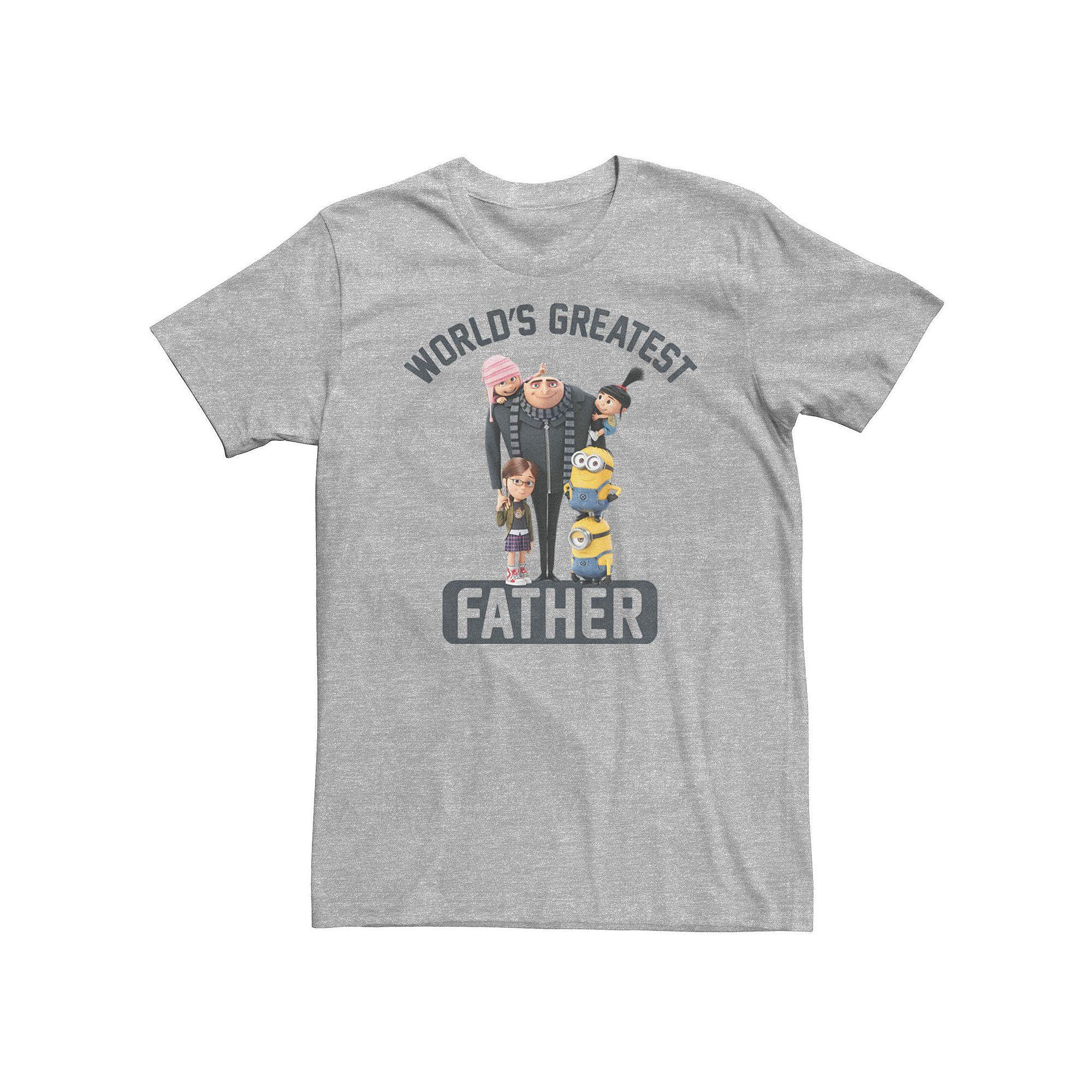 Big & Tall Despicable Me Minions Greatest Father Tee, Men's, Size: 4XL Tall, Athletic Grey Product Image