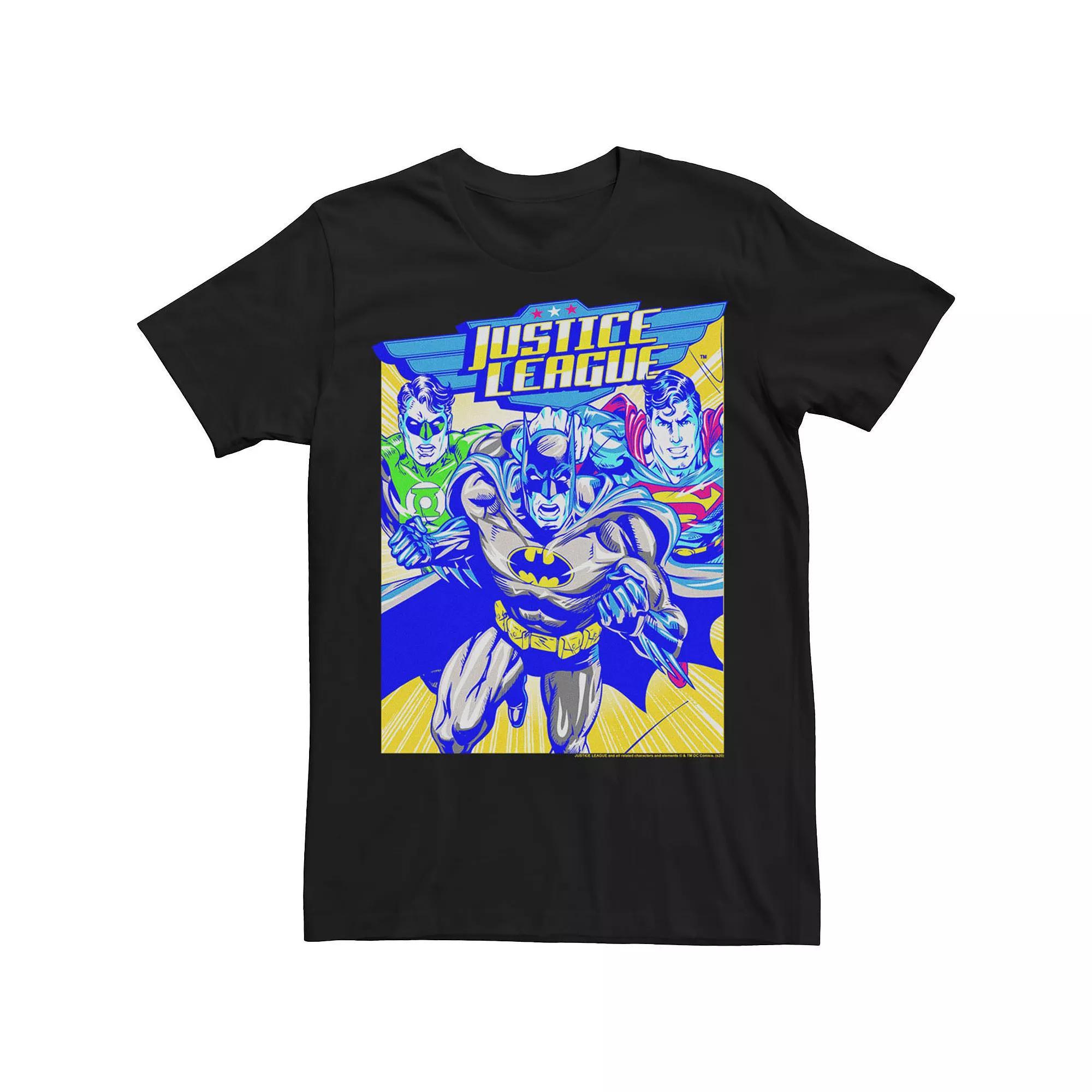 Men's Justice League Team Neon Tee, Size: XXL, Black Product Image