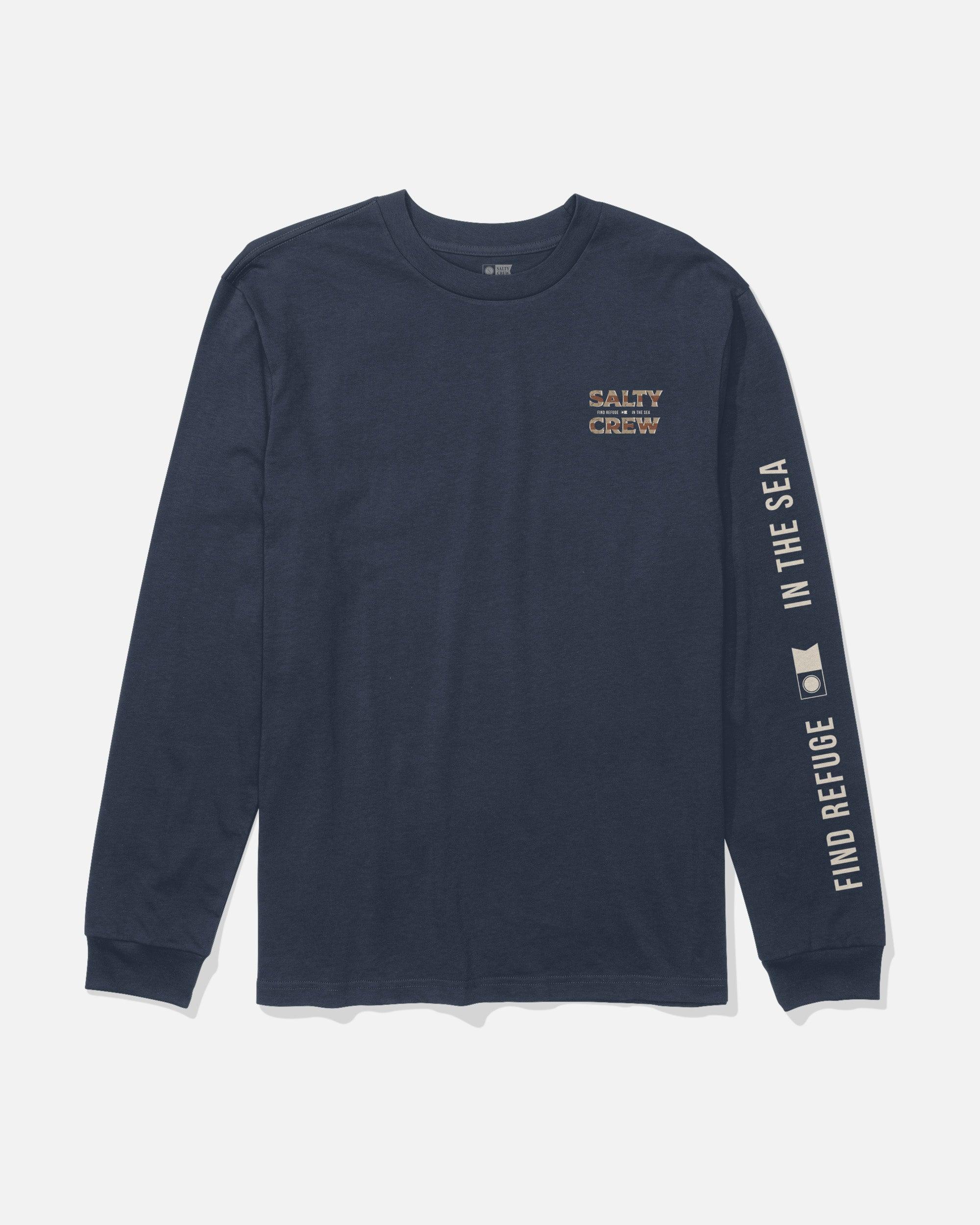 Offset Long Sleeve Tee - Navy Male Product Image