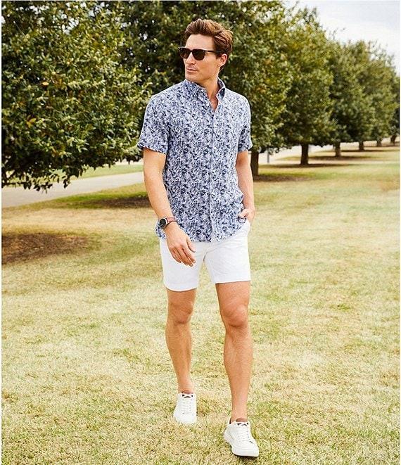 Cremieux Blue Label French Linen Paisley Print Short Sleeve Woven Shirt Product Image