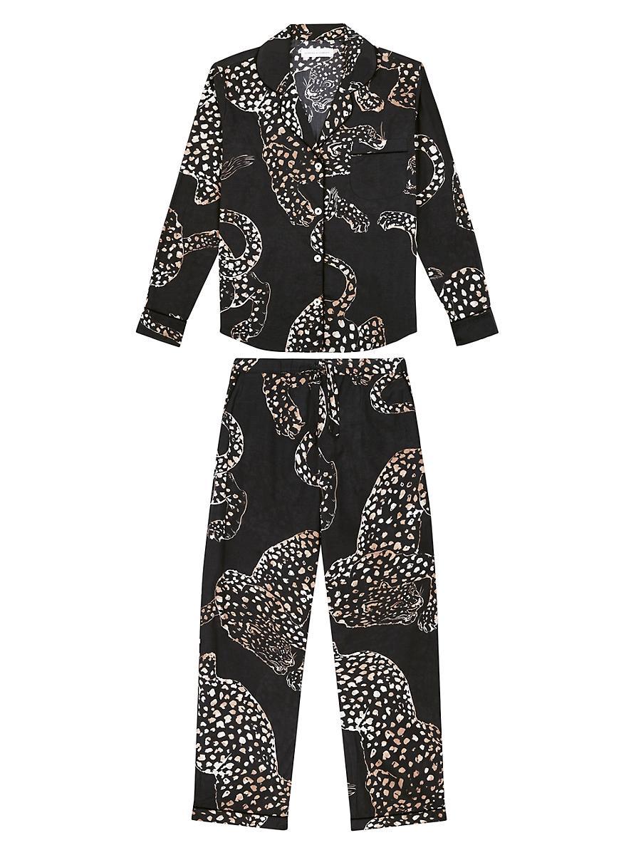 Desmond & Dempsey Womens Long Sleeve Jaguar Pajama Set Product Image