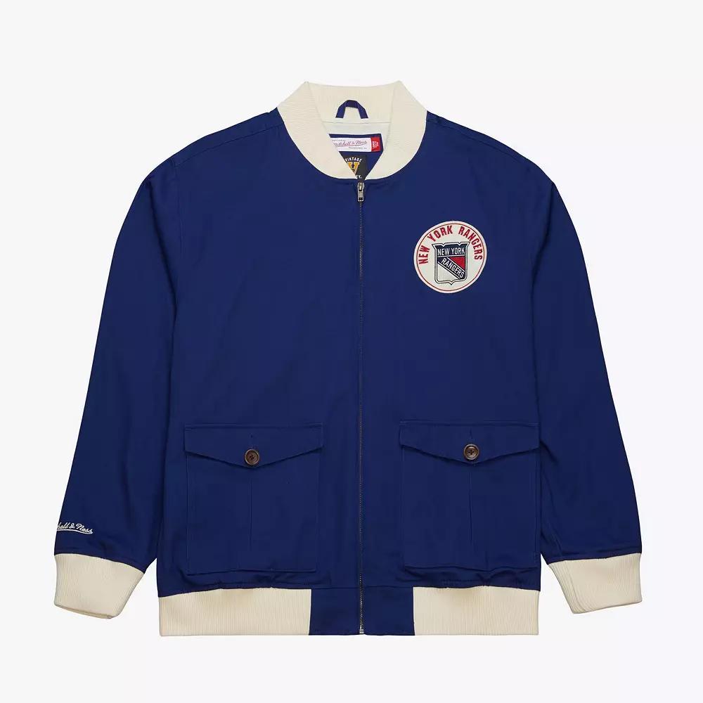Men's Mitchell & Ness Blue New York Rangers Vintage Coaches Cotton Twill Full-Zip Jacket, Size: Medium, Ran Blue Product Image