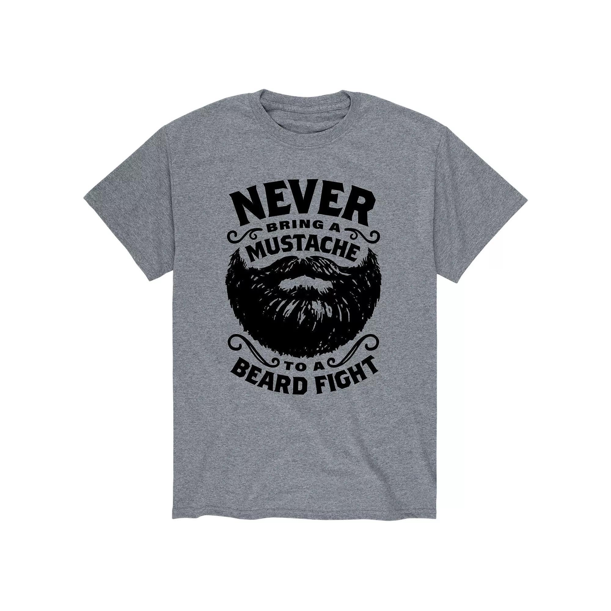 Men's Mustache To Beard Fight Tee, Size: Large, Gray Product Image