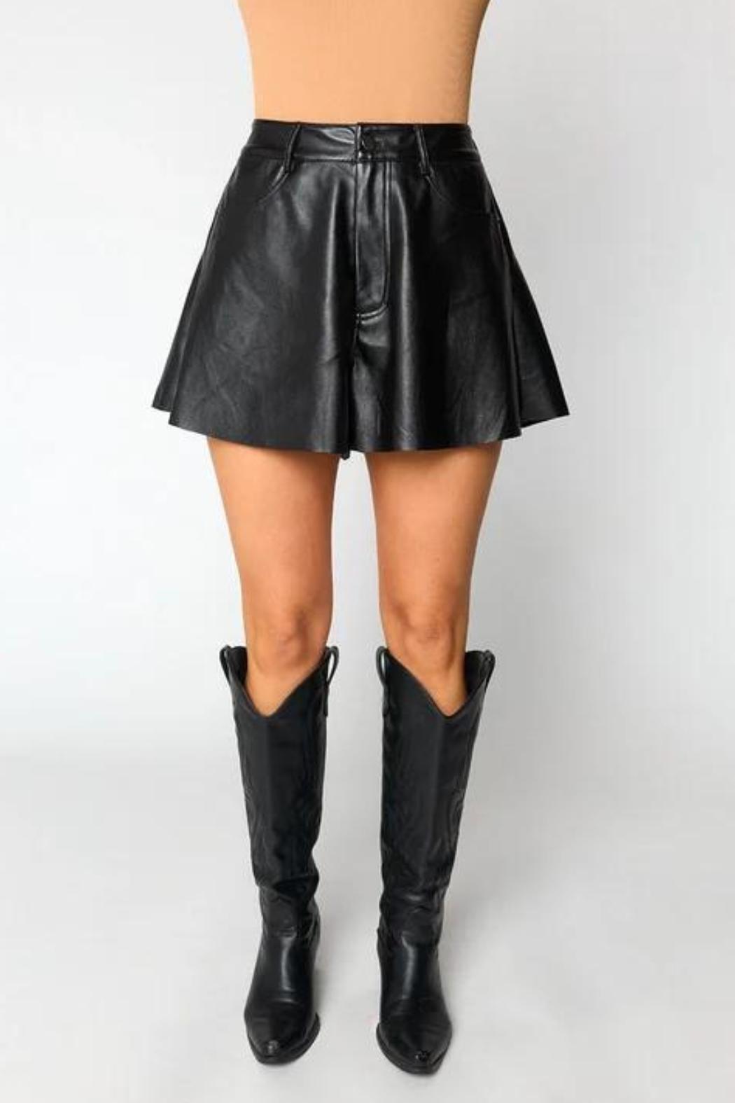 "Emerson" Flare Leather Short Product Image