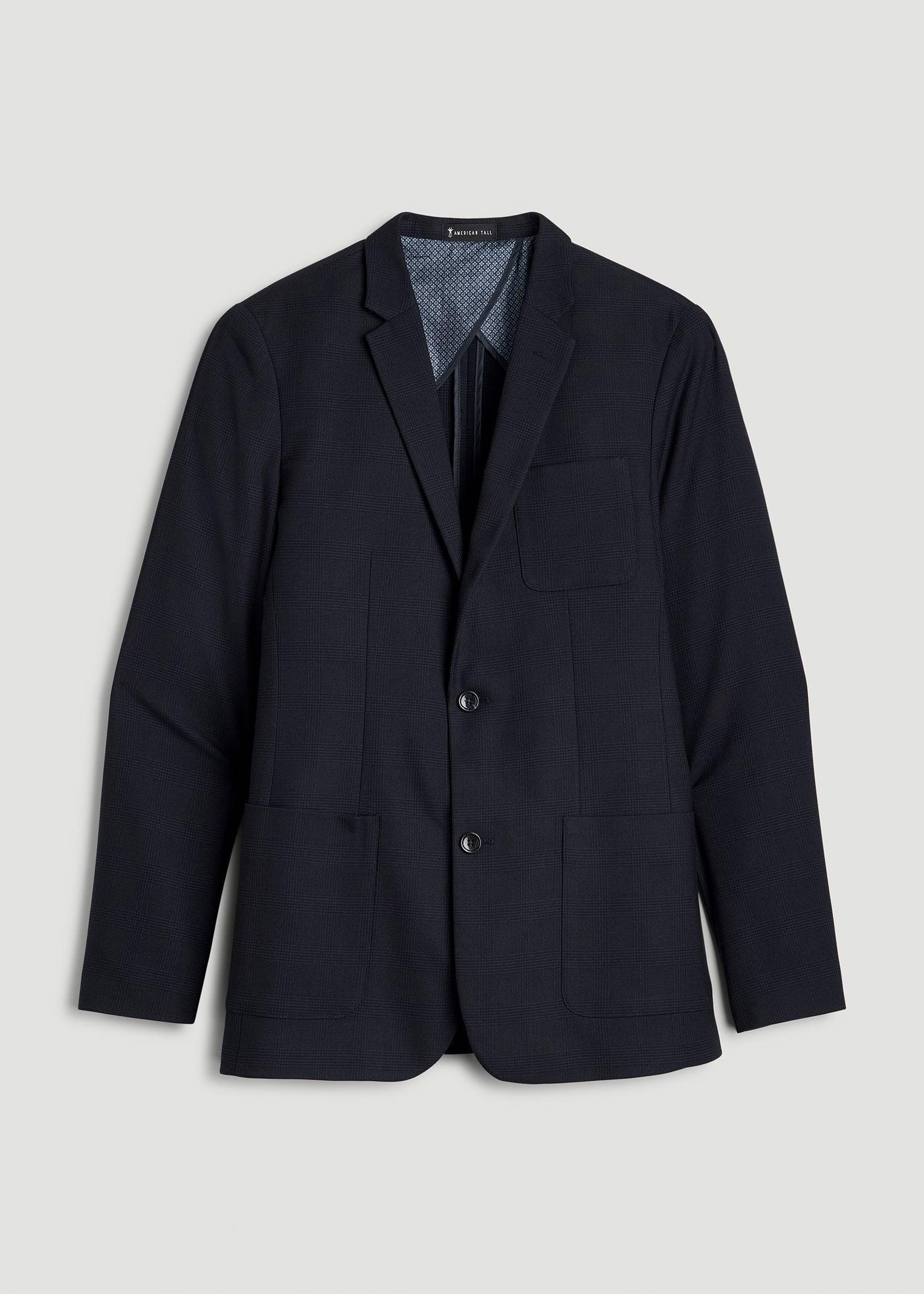 Men's Tall Core Blazer in Black and Blue Plaid Product Image