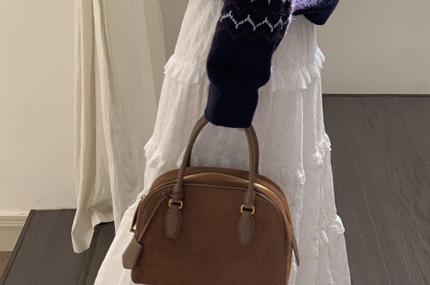 Long-Sleeve Crew Neck Snowflake Print Sweater Product Image