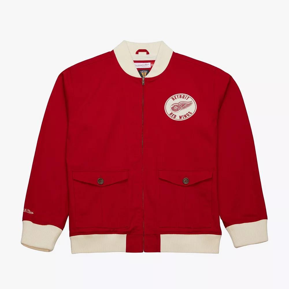 Men's Mitchell & Ness Red Detroit Red Wings Vintage Coaches Cotton Twill Full-Zip Jacket, Size: Small Product Image