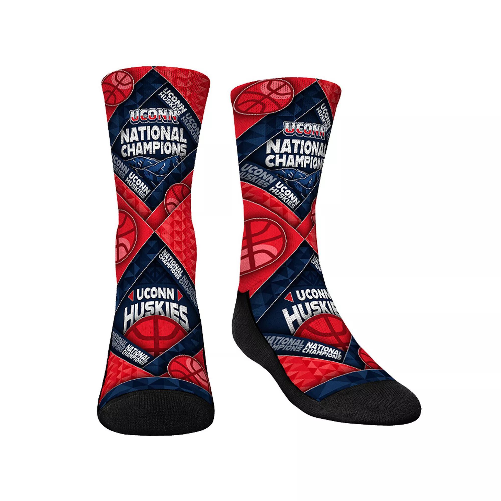 Youth Rock Em Socks Navy UConn Huskies 2024 NCAA Men's Basketball National Champions Diamond Weave Crew Socks, Boy's, Size: Large, Blue Product Image