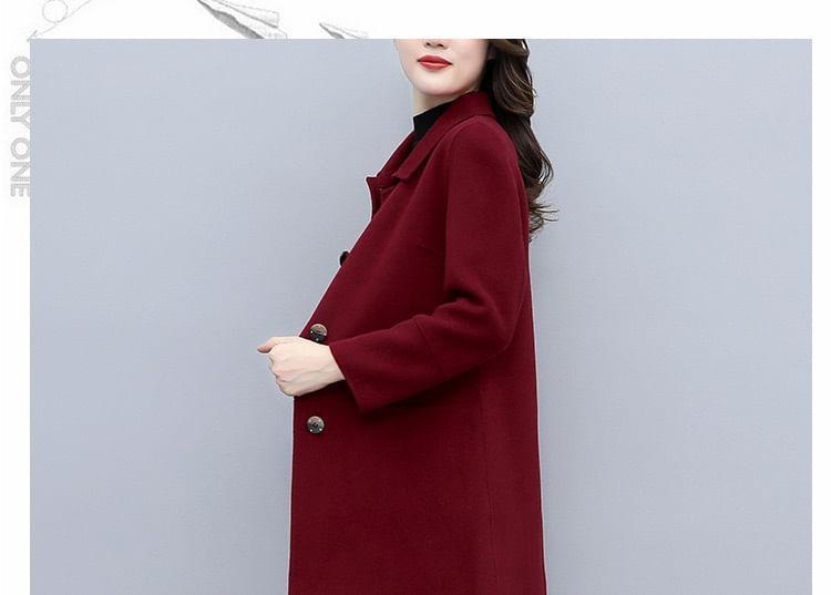 Collared Plain Button Coat Product Image